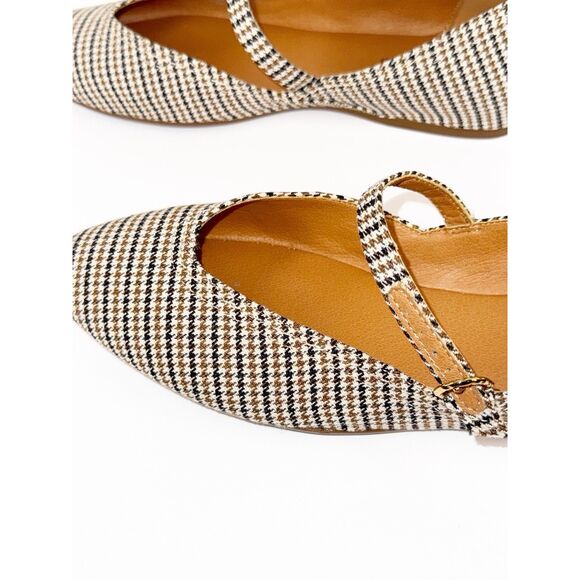 Lucky Brand Mary Jane Flats Pointed Toe Plaid Strap Preppy Comfort Y2K Size 10 - Picture 13 of 16